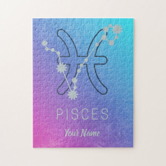 Pisces Zodiac Star Sign Watercolor Horoskop Puzzle (Vertikal)