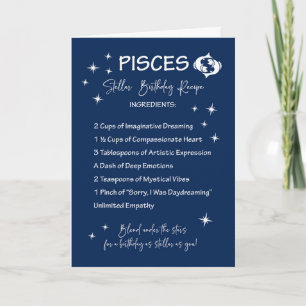 Pisces Zodiac Stellar Geburtstagsrezeptur Karte