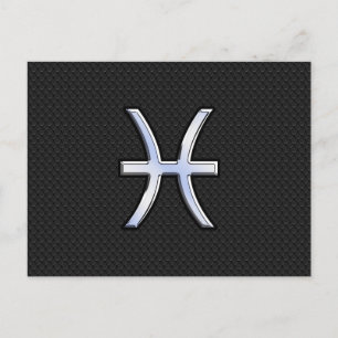 Pisces Zodiac Symbol auf Black Snake Skin Style Postkarte