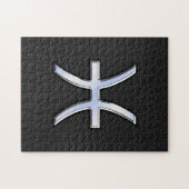 Pisces Zodiac Symbol auf Black Snake Skin Style Puzzle (Horizontal)