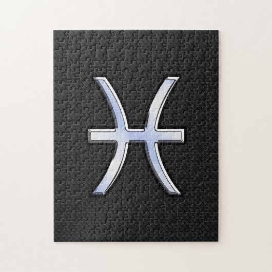 Pisces Zodiac Symbol auf Black Snake Skin Style Puzzle (Vertikal)