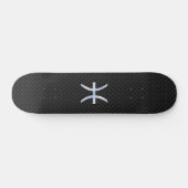 Pisces Zodiac Symbol auf Black Snake Skin Style Skateboard (Horizontal)