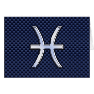 Pisces Zodiac Symbol auf Blue Carbon Fibre Print
