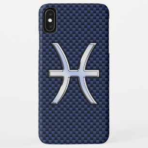 Pisces Zodiac Symbol auf Blue Carbon Fibre Print Case-Mate iPhone Hülle