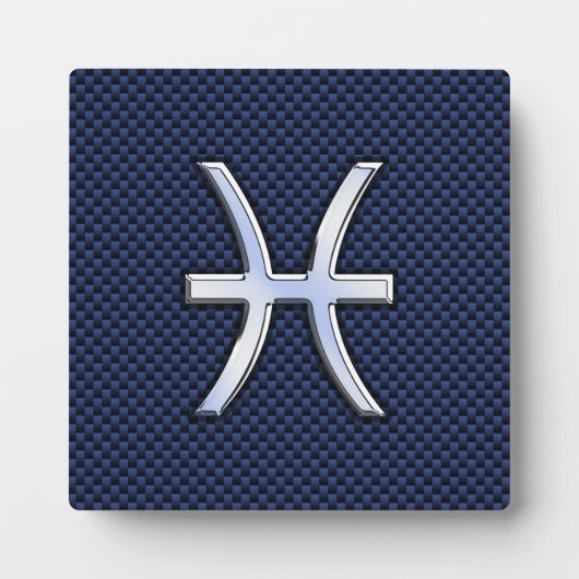 Pisces Zodiac Symbol auf Blue Carbon Fibre Print Fotoplatte (Vorderseite)