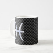 Pisces Zodiac Symbol auf Carbon Fiber Style Kaffeetasse (Vorderseite Links)