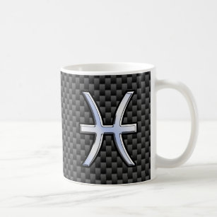 Pisces Zodiac Symbol auf Carbon Fiber Style Kaffeetasse