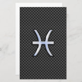 Pisces Zodiac Symbol auf Carbon Fibre Print Briefpapier (Vorne/Hinten)