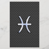 Pisces Zodiac Symbol auf Carbon Fibre Print Briefpapier (Vorderseite)