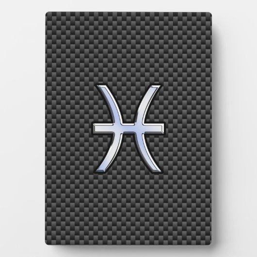 Pisces Zodiac Symbol auf Carbon Fibre Print Fotoplatte (Vorderseite)