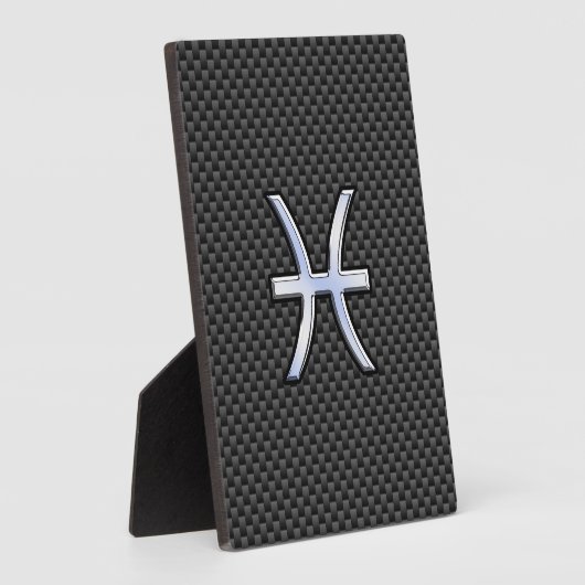 Pisces Zodiac Symbol auf Carbon Fibre Print Fotoplatte (Seite)