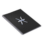 Pisces Zodiac Symbol auf Carbon Fibre Print Notizblock (Rechte Seite)