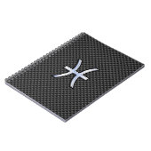 Pisces Zodiac Symbol auf Carbon Fibre Print Notizblock (Linke Seite)