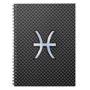 Pisces Zodiac Symbol auf Carbon Fibre Print Notizblock