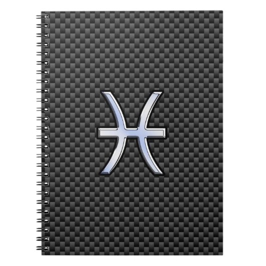 Pisces Zodiac Symbol auf Carbon Fibre Print Notizblock (Vorderseite)