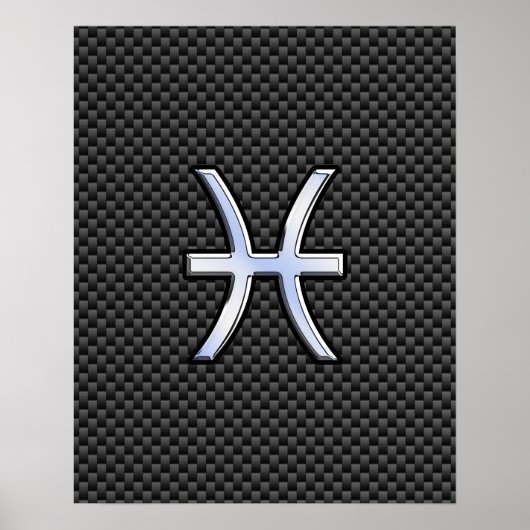 Pisces Zodiac Symbol auf Carbon Fibre Print Poster (Vorne)