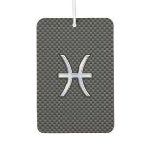 Pisces Zodiac Symbol auf Carbon Fibre Style Autolufterfrischer