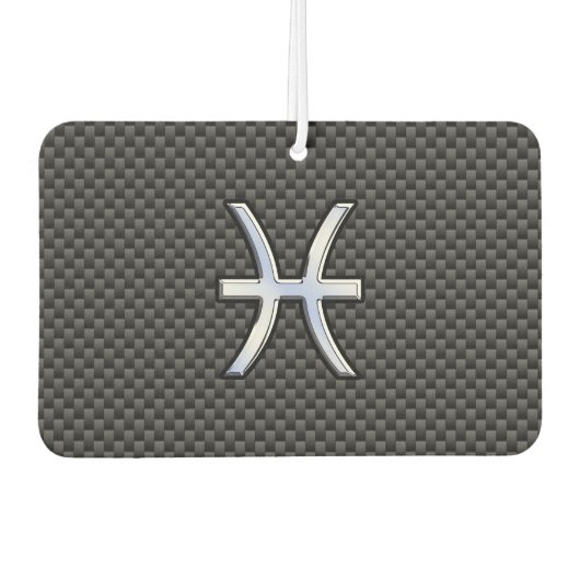 Pisces Zodiac Symbol auf Carbon Fibre Style Autolufterfrischer (Vorderseite)