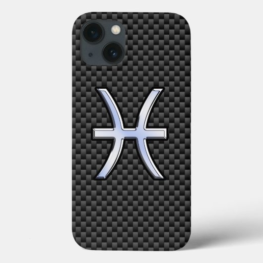 Pisces Zodiac Symbol auf Carbon Fibre Style Case-Mate iPhone Hülle (Rückseite)