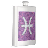 Pisces Zodiac Symbol auf der Fuchsia Digital-Camou Flachmann (Rechts)