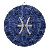 Pisces Zodiac-Symbol auf der Navy Blue Digital-Cam Dartscheibe (vorne)