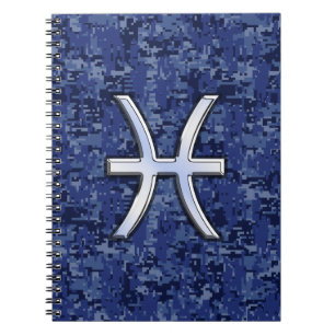 Pisces Zodiac-Symbol auf der Navy Blue Digital-Cam Notizblock