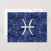 Pisces Zodiac-Symbol auf der Navy Blue Digital-Cam Postkarte (Vorne/Hinten)