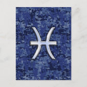 Pisces Zodiac-Symbol auf der Navy Blue Digital-Cam Postkarte (Vorderseite)
