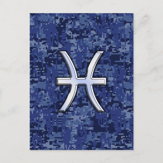 Pisces Zodiac-Symbol auf der Navy Blue Digital-Cam Postkarte (Vorderseite)