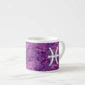 Pisces Zodiac Symbol auf Fuchsia Pink Digitale Cam Espressotasse (Vorderseite Rechts)