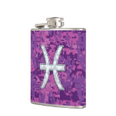 Pisces Zodiac Symbol auf Fuchsia Pink Digitale Cam Flachmann (Links)