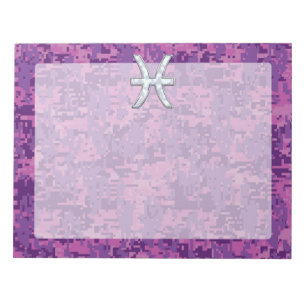 Pisces Zodiac Symbol auf Fuchsia Pink Digitale Cam Notizblock