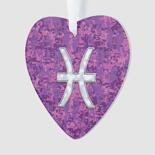 Pisces Zodiac Symbol auf Fuchsia Pink Digitale Cam Ornament (Vorderseite)