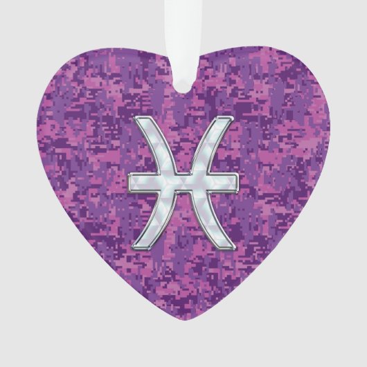 Pisces Zodiac Symbol auf Fuchsia Pink Digitale Cam Ornament (Vorderseite)