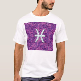 Pisces Zodiac Symbol auf Fuchsia Pink Digitale Cam T-Shirt