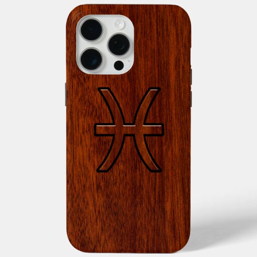 Pisces Zodiac Symbol Brown Mahogany Style Case-Mate iPhone Hülle (Rückseite)