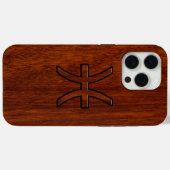 Pisces Zodiac Symbol Brown Mahogany Style Case-Mate iPhone Hülle (Rückseite (Horizontal))