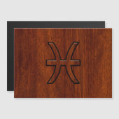 Pisces Zodiac Symbol Brown Mahogany Style Magnetkarte (Vorne/Hinten)