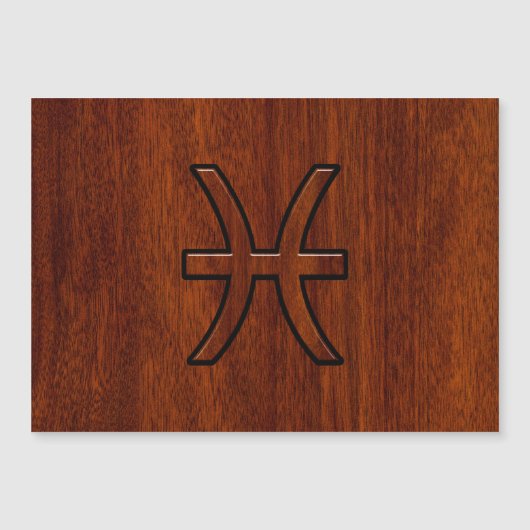 Pisces Zodiac Symbol Brown Mahogany Style Magnetkarte (Vorderseite)