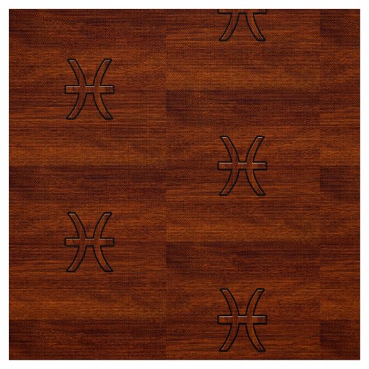 Pisces Zodiac Symbol Brown Mahogany Style Stoff (Muster)