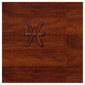 Pisces Zodiac Symbol Brown Mahogany Style Stoff (Nahaufnahme)