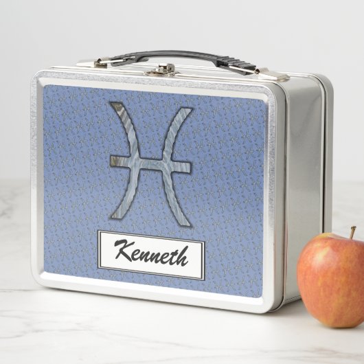 Pisces Zodiac Symbol Element von Kenneth Yoncich Metall Lunch Box (Beispiel)