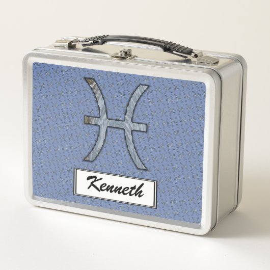 Pisces Zodiac Symbol Element von Kenneth Yoncich Metall Lunch Box (Vorderseite)
