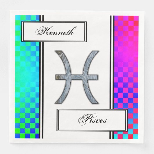 Pisces Zodiac Symbol Element von Kenneth Yoncich Serviette (Vorderseite)