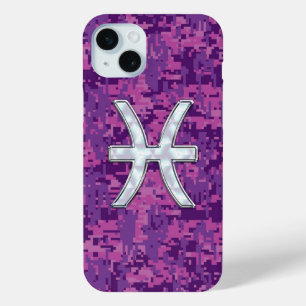 Pisces Zodiac Symbol Fuchsia Digital Camouflage Case-Mate iPhone Hülle