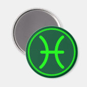 Pisces Zodiac Symbol Green Contrast Magnet (Vorderseite/Rückseite)