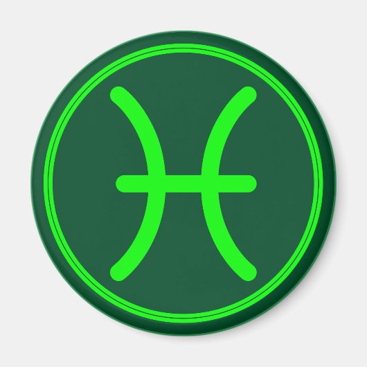 Pisces Zodiac Symbol Green Contrast Magnet (Vorne)