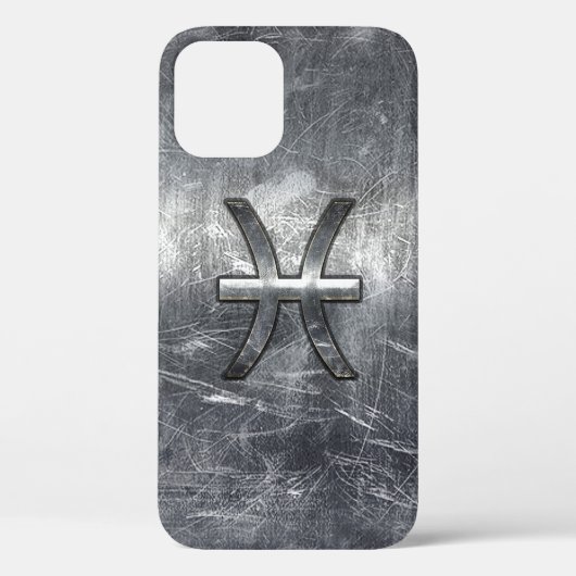 Pisces Zodiac Symbol in Grunge Steel Print Case-Mate iPhone Hülle (Rückseite)