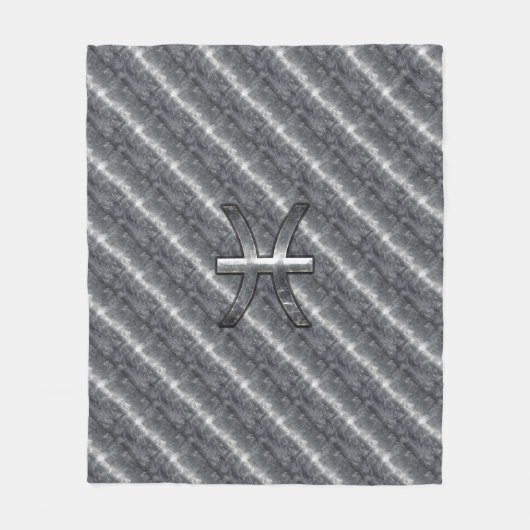 Pisces Zodiac Symbol in Grunge Steel Print Fleecedecke (Vorderseite)
