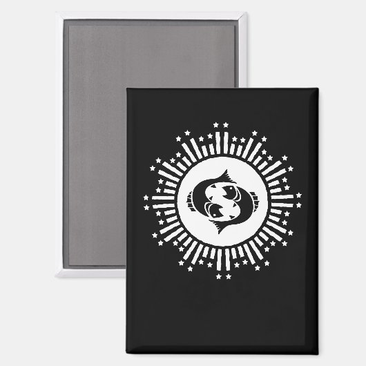 Pisces Zodiac-Symbol mit Himmelssymbol-Sternexplos Magnet (Vorderseite/Rückseite)